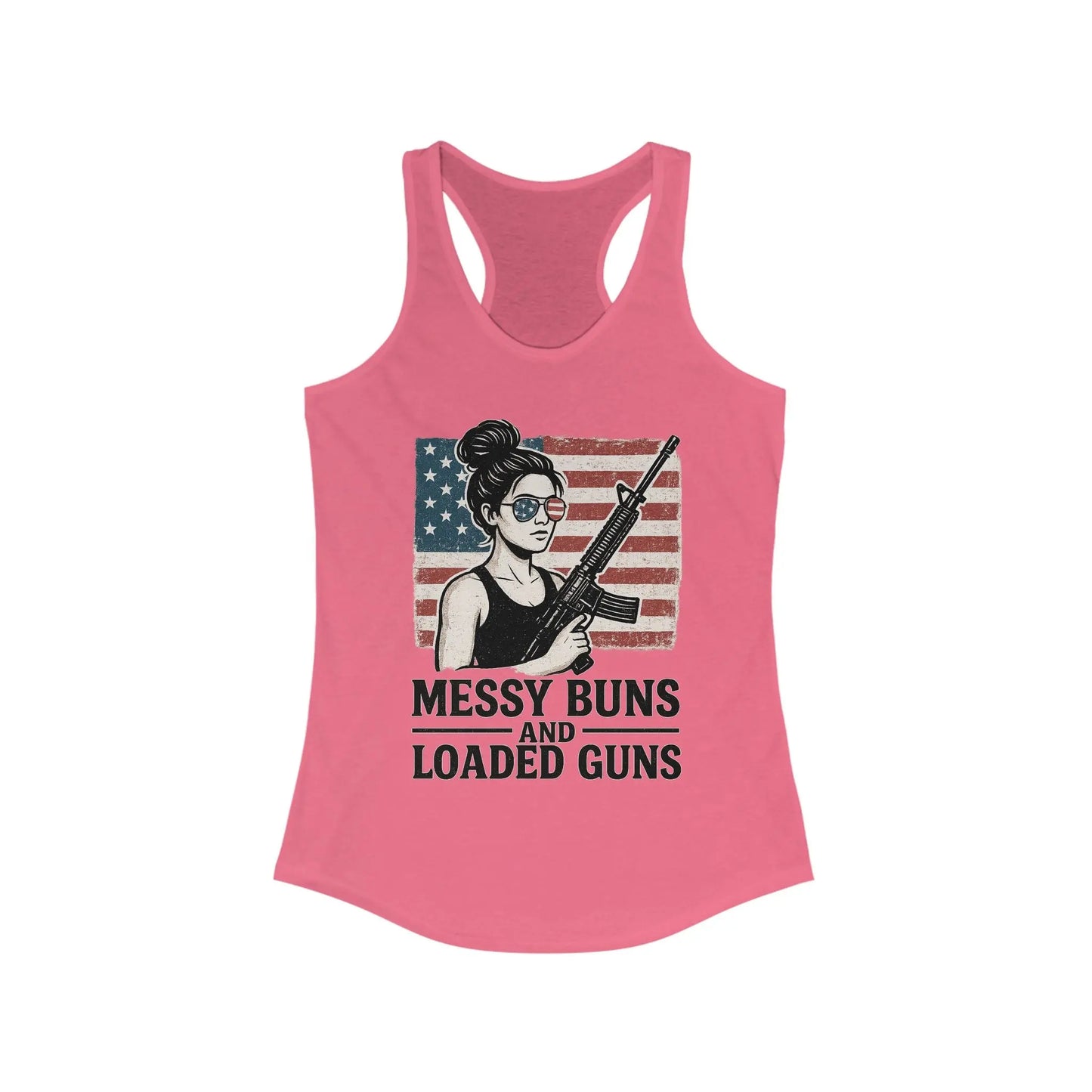 Messy Buns & Loaded Guns Racerback Tank for Women - 1776 Savage American Apparel