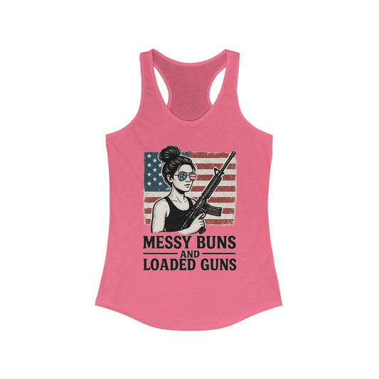 Messy Buns & Loaded Guns Racerback Tank for Women - 1776 Savage American Apparel