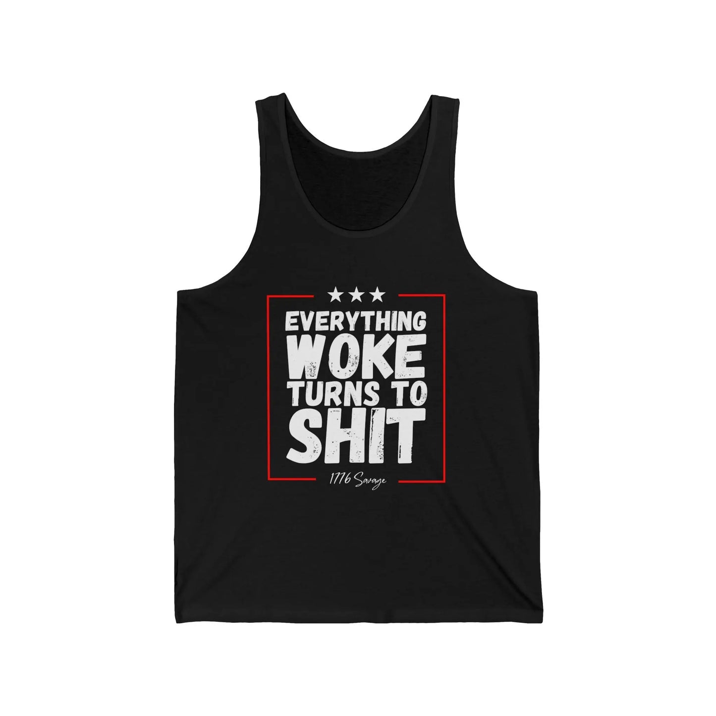 Everything Woke Men’s Jersey Tank Top - 1776 Savage American Apparel