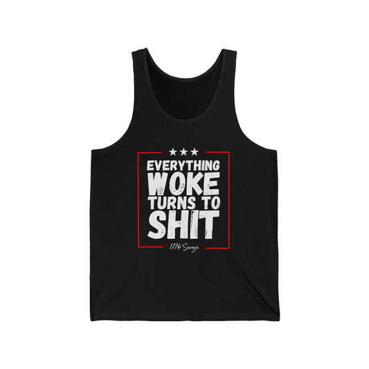 Everything Woke Men’s Jersey Tank Top - 1776 Savage American Apparel
